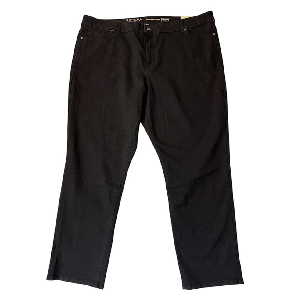 Sonoma Women Slim Straight Jeans Soft Comfort Stretch Color Black Size 24W NWT